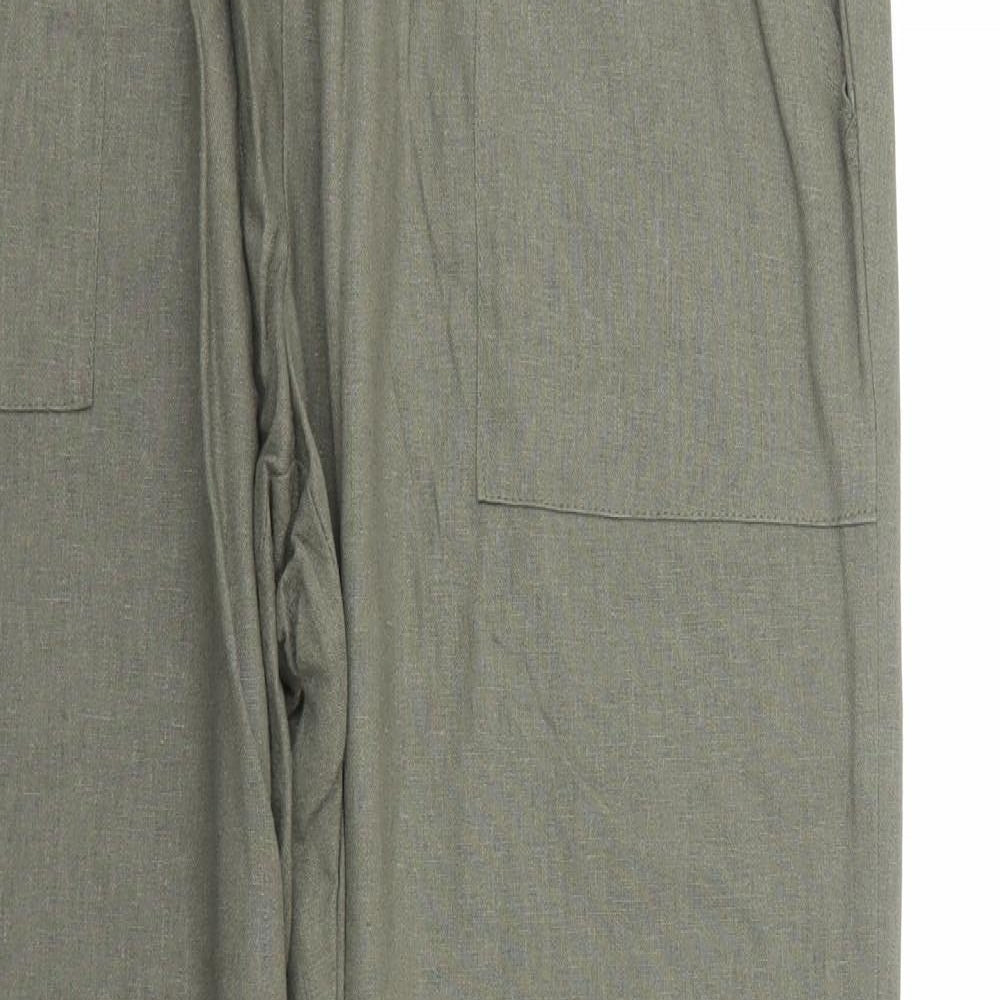 Preworn Womens Green Linen Trousers Size 14 Regular