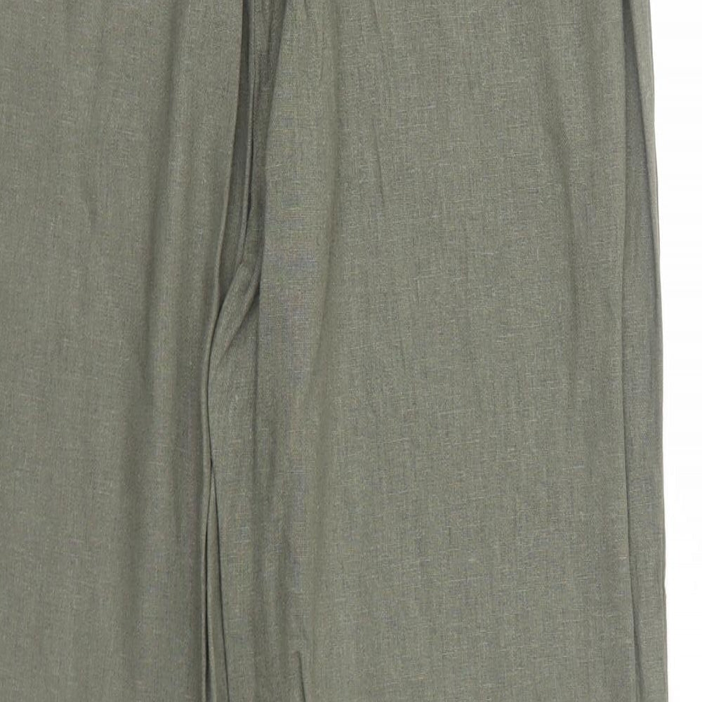 Preworn Womens Green Linen Trousers Size 14 Regular