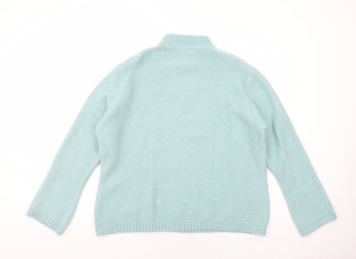 EWM Womens Blue Mock Neck Acrylic Pullover Jumper Size XL