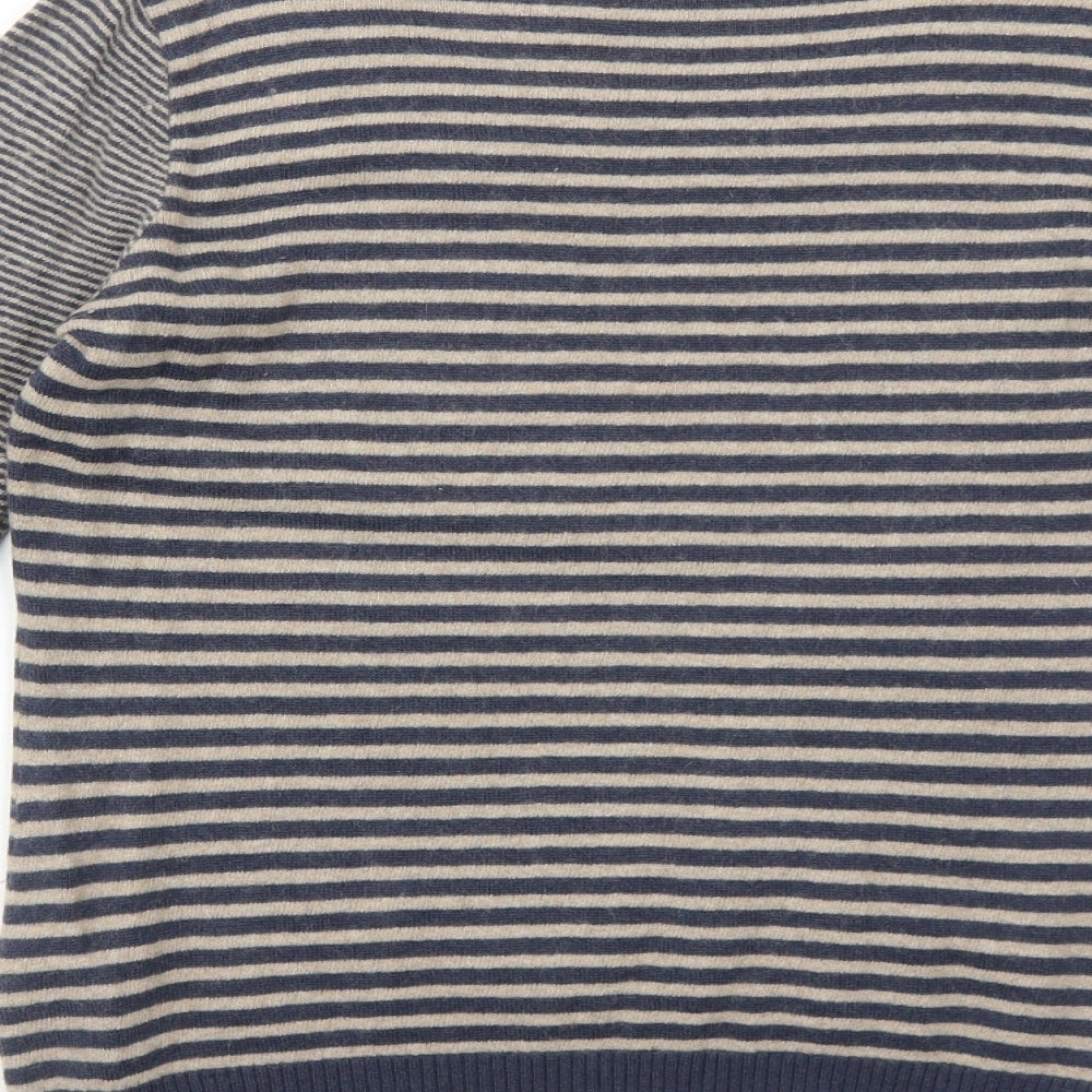 Per Una Womens Blue Round Neck Striped Viscose Pullover Jumper Size 12