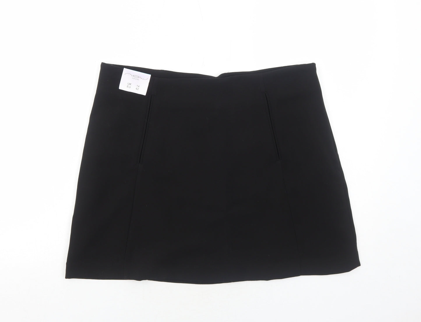 New Look Womens Black Polyester Mini Skirt Size 14 Zip