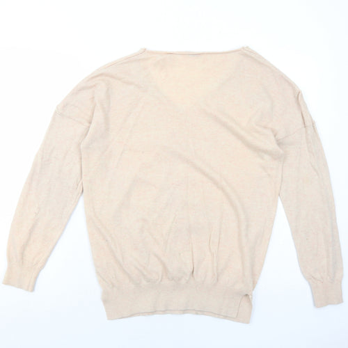 Damart Womens Pink V-Neck Nylon Pullover Jumper Size 10