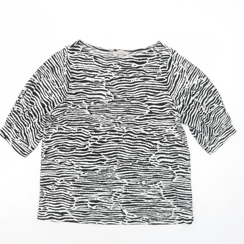 H&M Womens White Geometric Polyester Basic Blouse Size S Round Neck