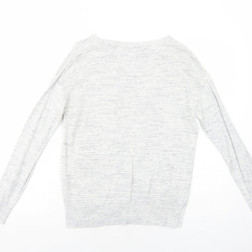 NEXT Womens Grey Round Neck Geometric Viscose Pullover Jumper Size 12