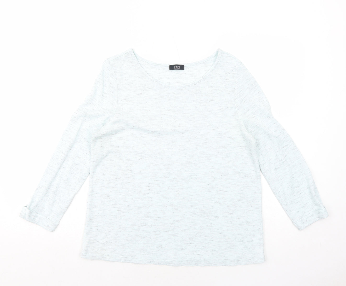 F&F Womens Blue Round Neck Geometric Acrylic Pullover Jumper Size M