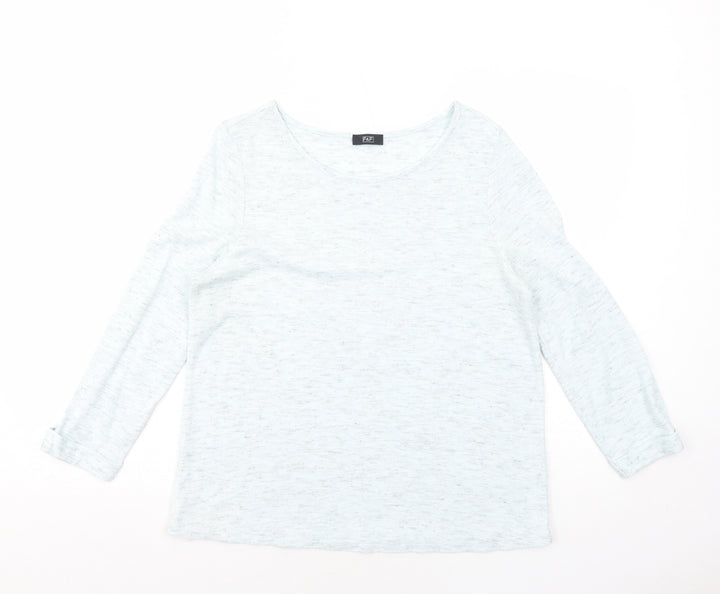F&F Womens Blue Round Neck Geometric Acrylic Pullover Jumper Size M