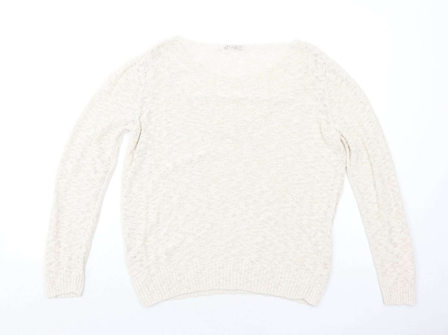 George Womens Ivory Round Neck Cotton Pullover Jumper Size 16 - Lace Details