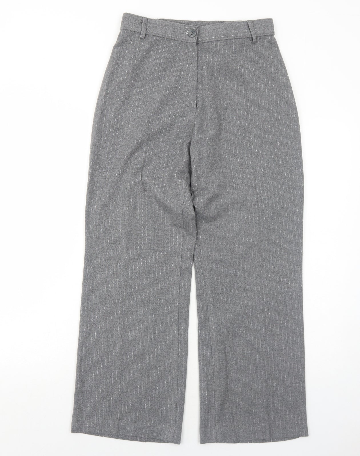 Marks and Spencer Womens Grey Striped Polyester Dress Pants Trousers Size 10 Regular Zip