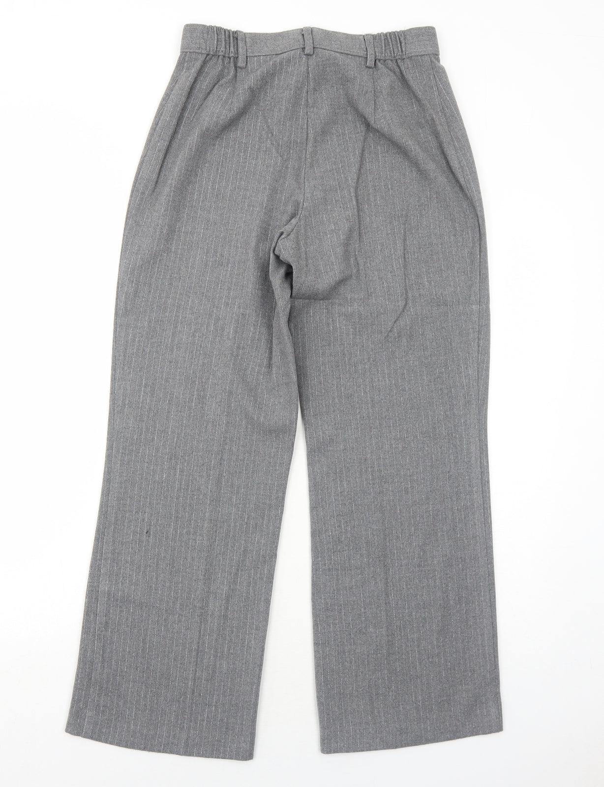 Marks and Spencer Womens Grey Striped Polyester Dress Pants Trousers Size 10 Regular Zip
