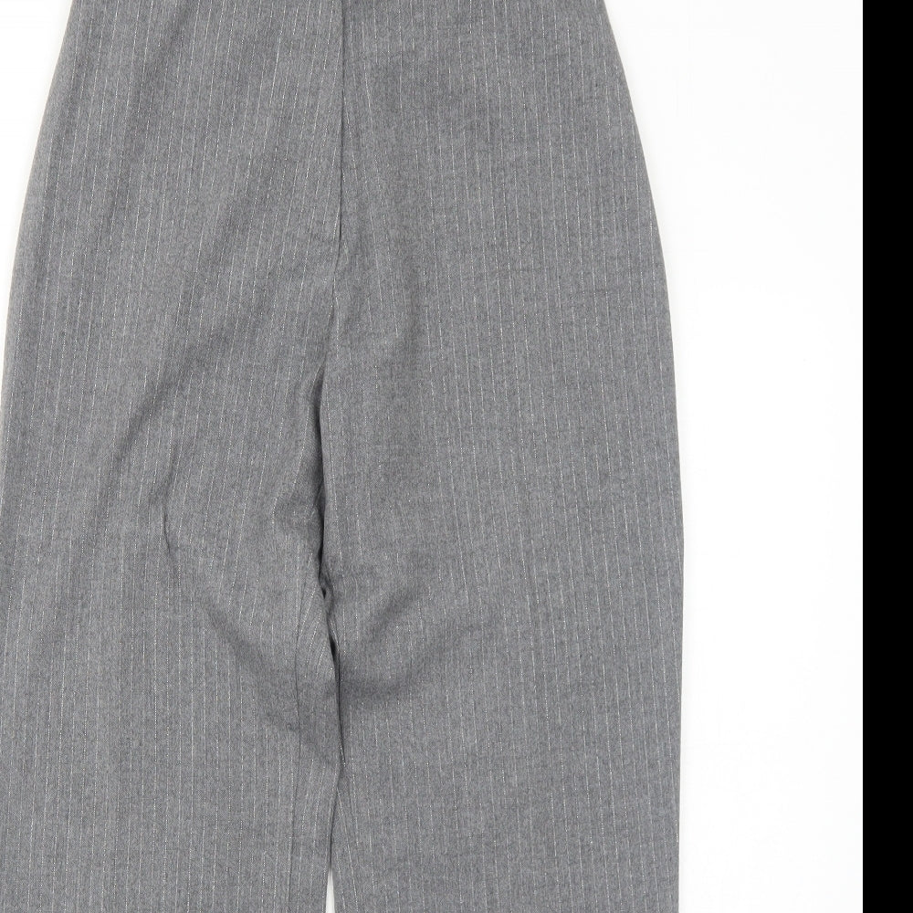 Marks and Spencer Womens Grey Striped Polyester Dress Pants Trousers Size 10 Regular Zip