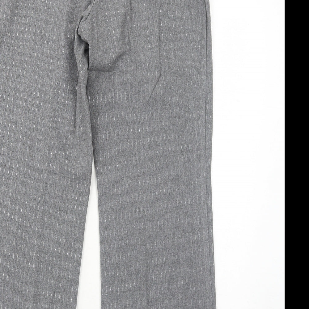 Marks and Spencer Womens Grey Striped Polyester Dress Pants Trousers Size 10 Regular Zip