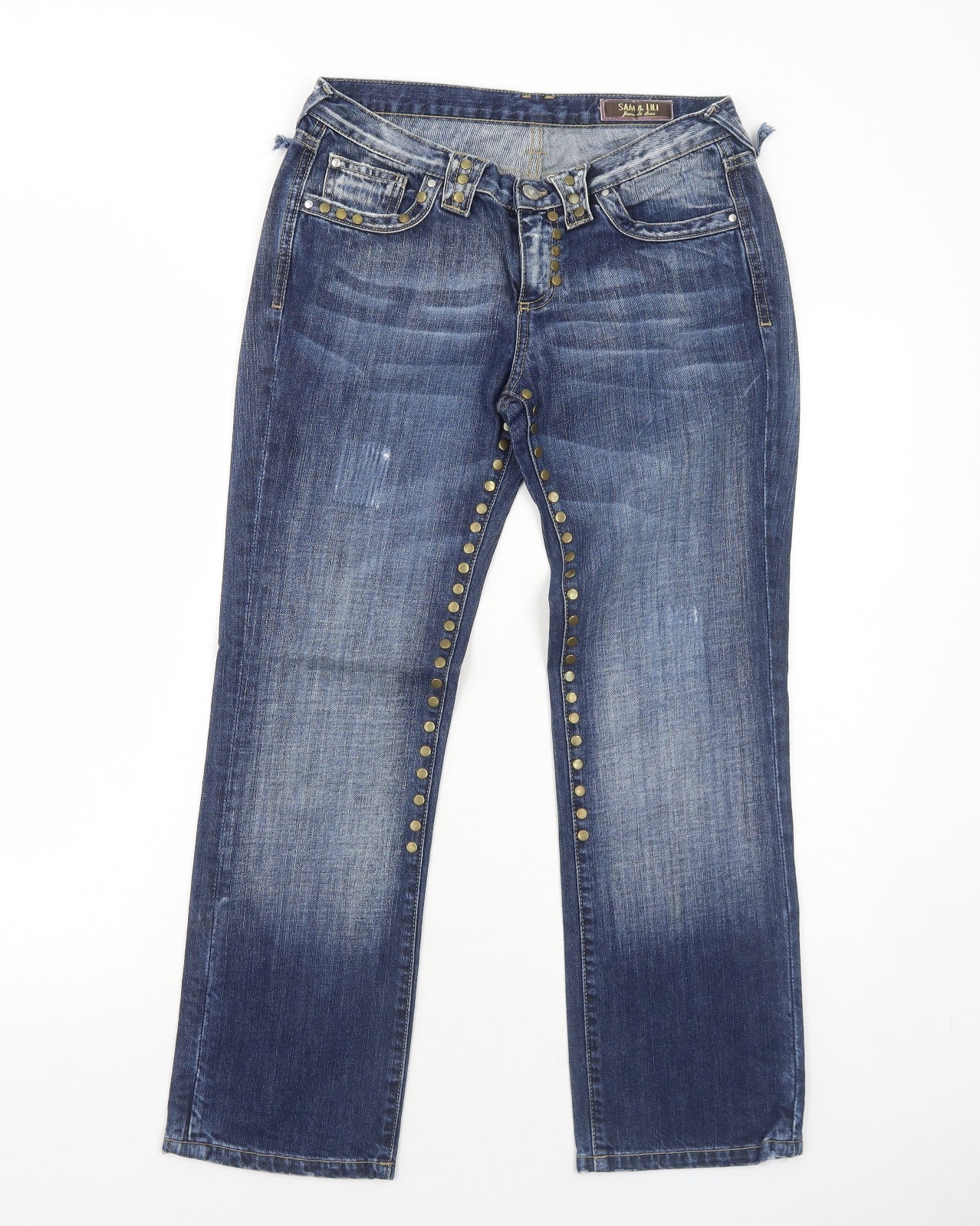 Sam & Lili Womens Blue Cotton Straight Jeans Size 10 Regular Zip