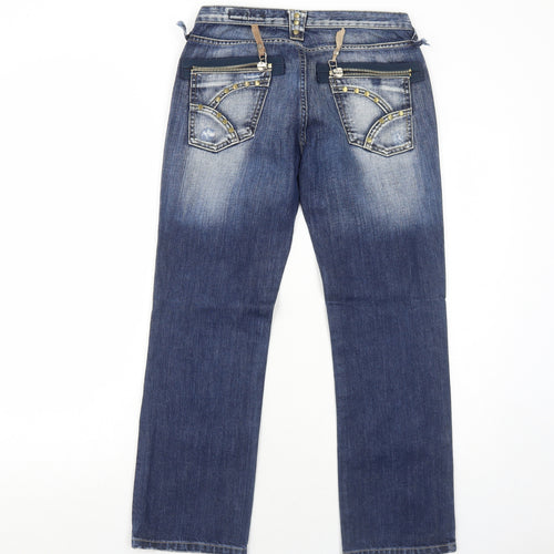 Sam & Lili Womens Blue Cotton Straight Jeans Size 10 Regular Zip