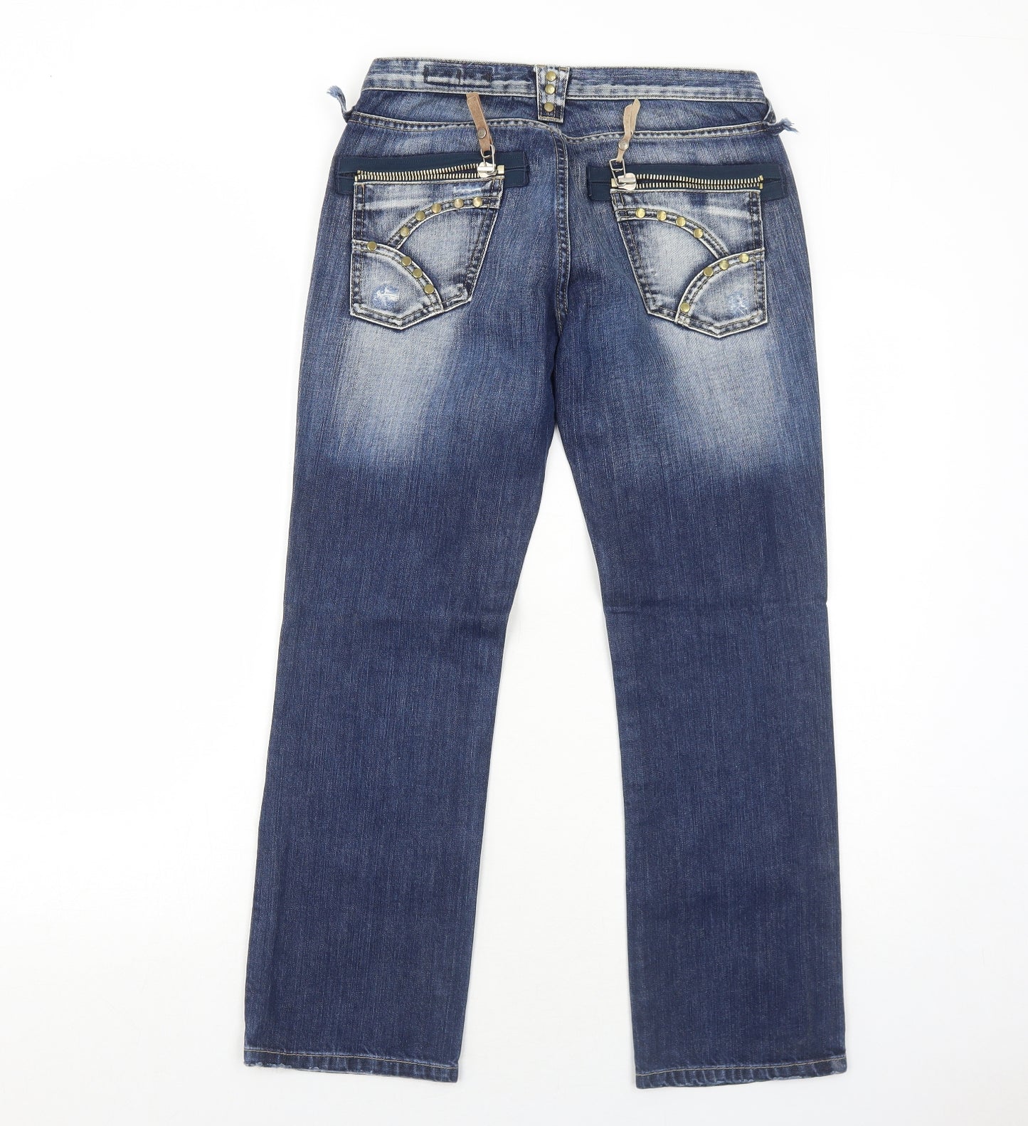 Sam & Lili Womens Blue Cotton Straight Jeans Size 10 Regular Zip