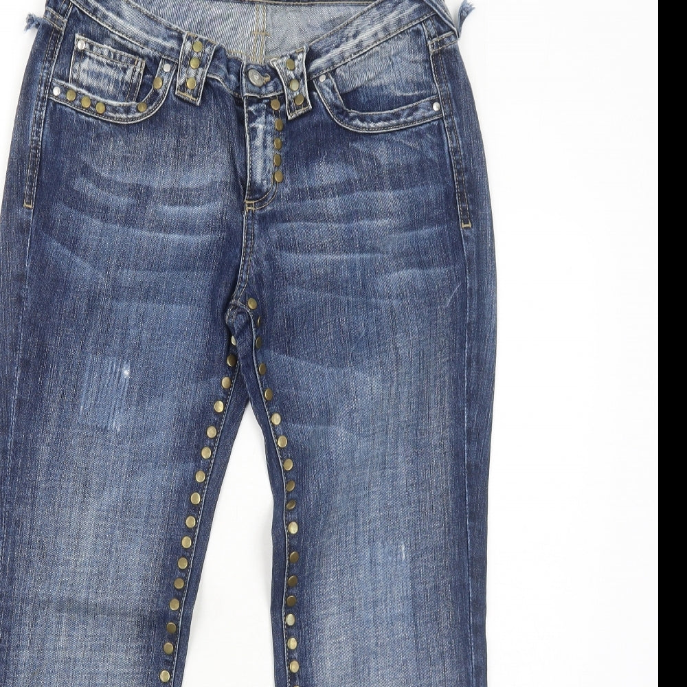 Sam & Lili Womens Blue Cotton Straight Jeans Size 10 Regular Zip