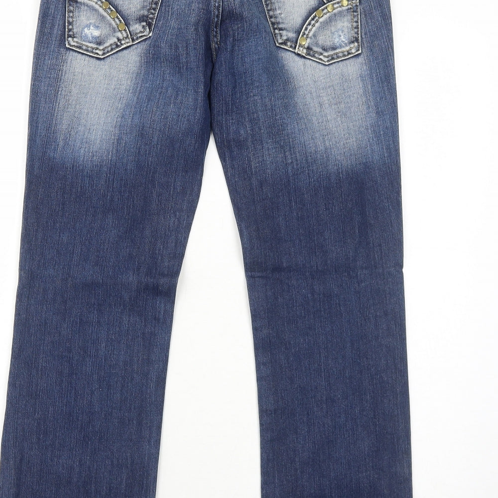 Sam & Lili Womens Blue Cotton Straight Jeans Size 10 Regular Zip