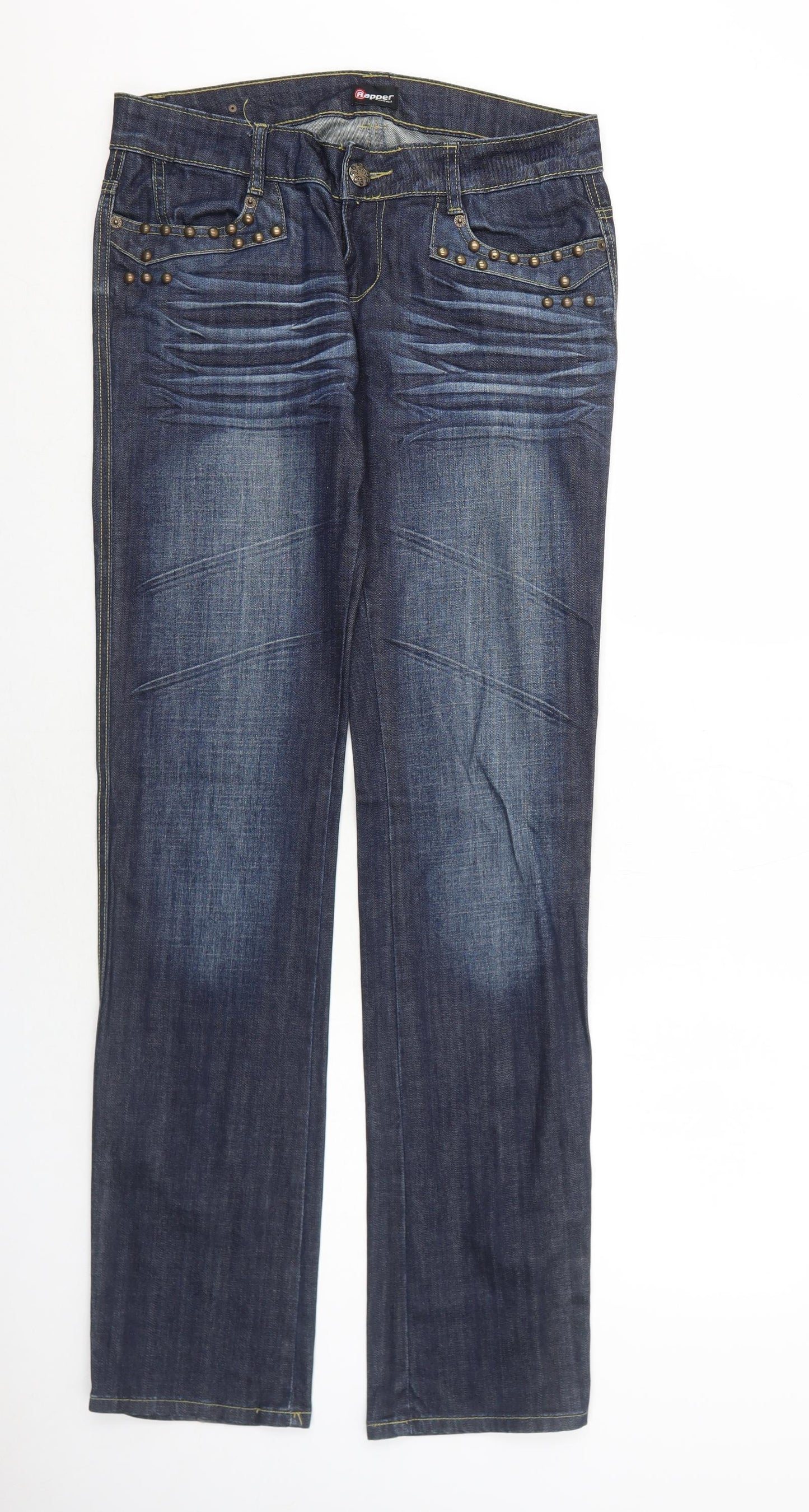 Rapper Womens Blue Cotton Straight Jeans Size 12 L34 in Regular Zip