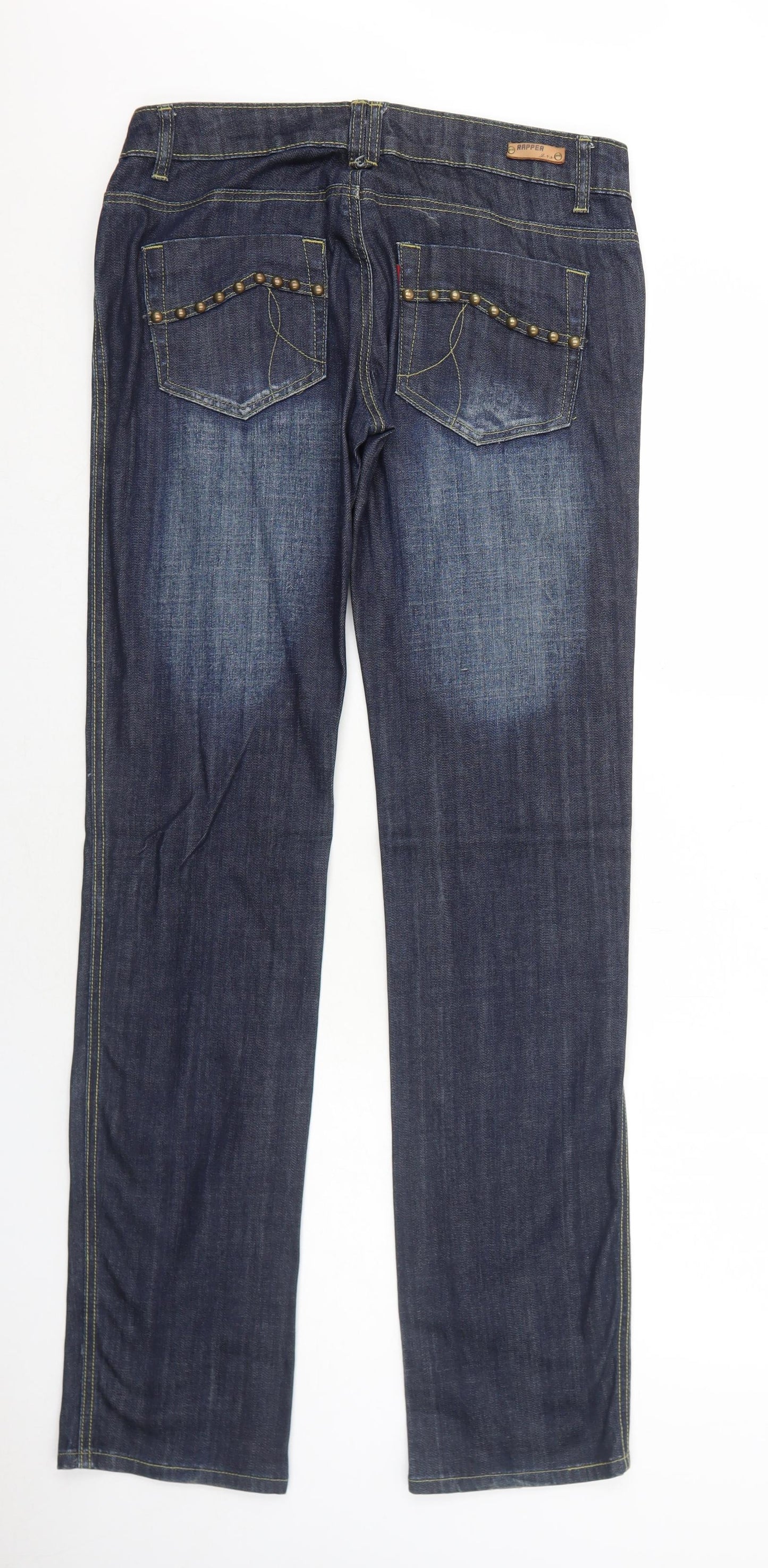 Rapper Womens Blue Cotton Straight Jeans Size 12 L34 in Regular Zip