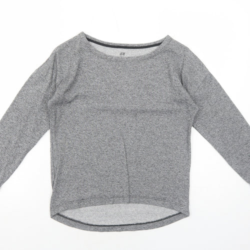 H&M Boys Grey Geometric Cotton Basic T-Shirt Size 10-11 Years Round Neck Pullover