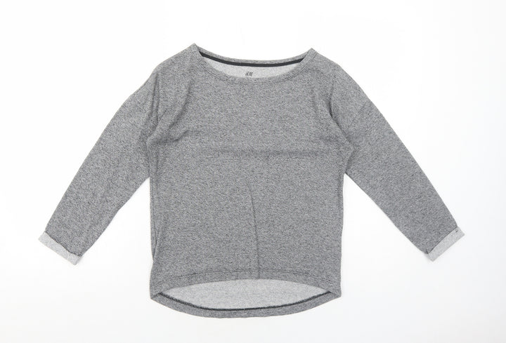 H&M Boys Grey Geometric Cotton Basic T-Shirt Size 10-11 Years Round Neck Pullover