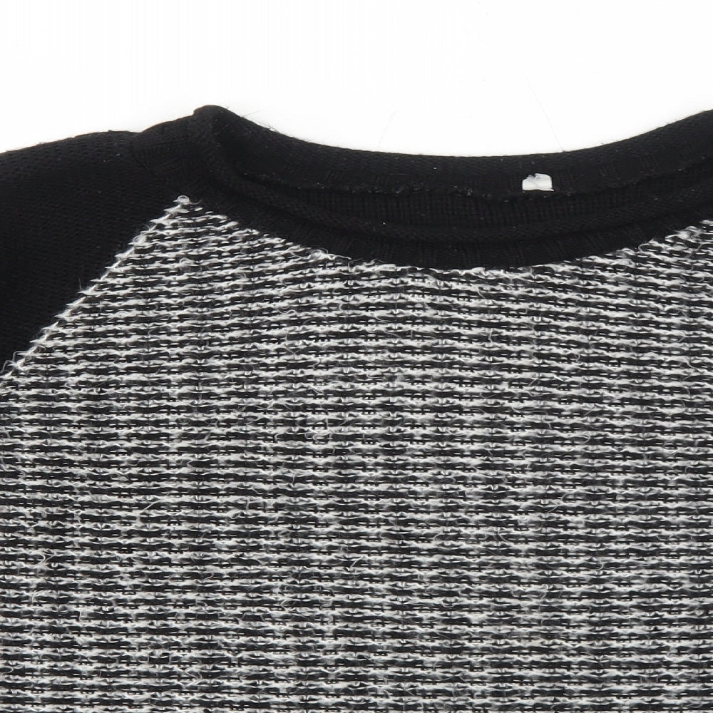Peacocks Womens Black Boat Neck Geometric Acrylic Pullover Jumper Size L