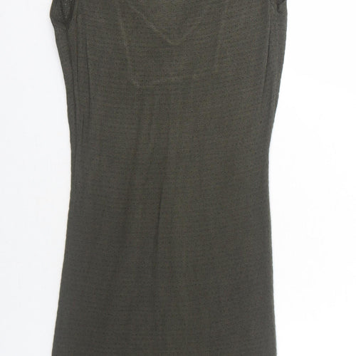 Mango Womens Green Viscose A-Line Size M V-Neck Pullover