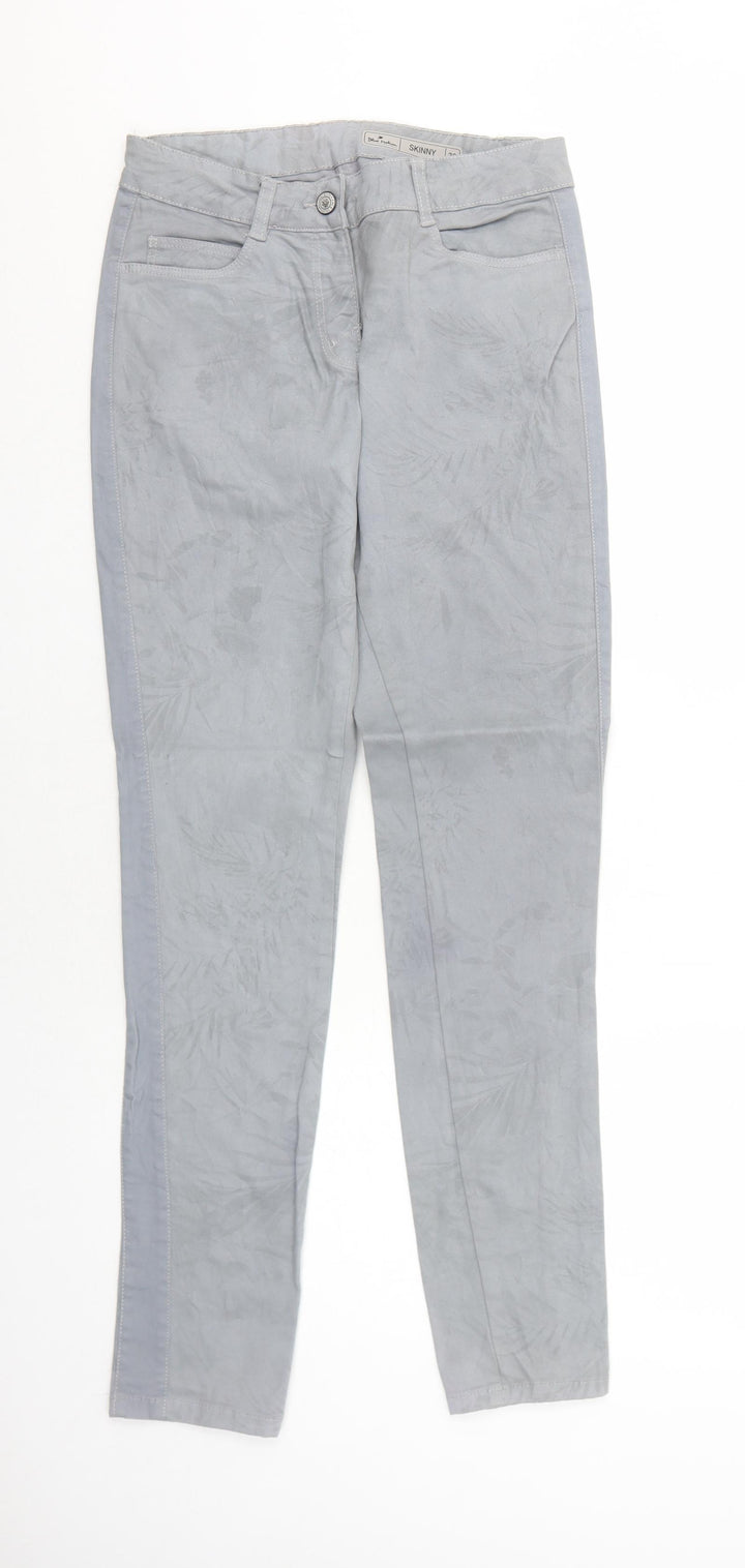 Blue Motion Womens Grey Herringbone Cotton Skinny Jeans Size 8 Regular Zip