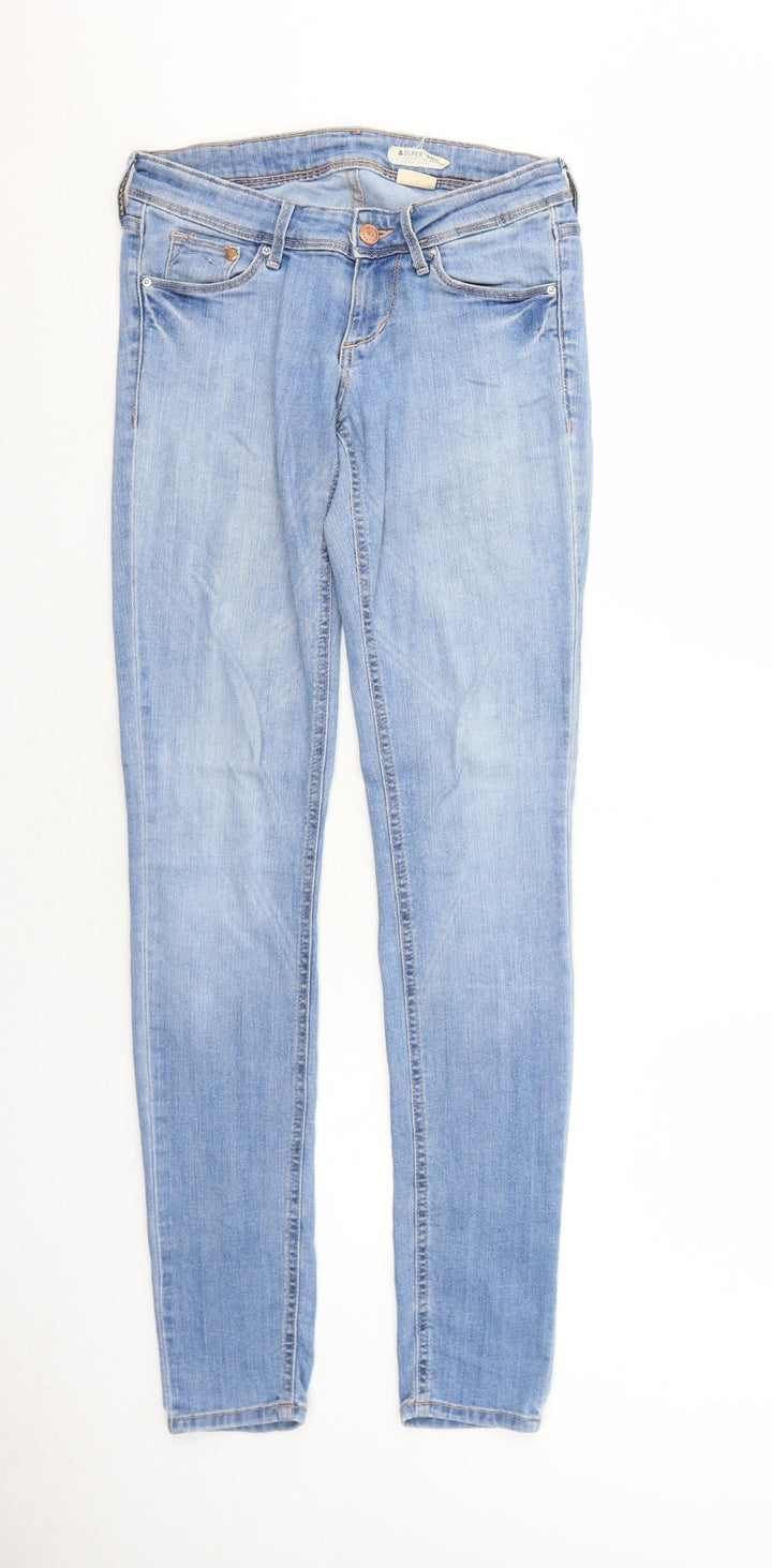 H&M Womens Blue Cotton Skinny Jeans Size 6 L32 in Regular Zip