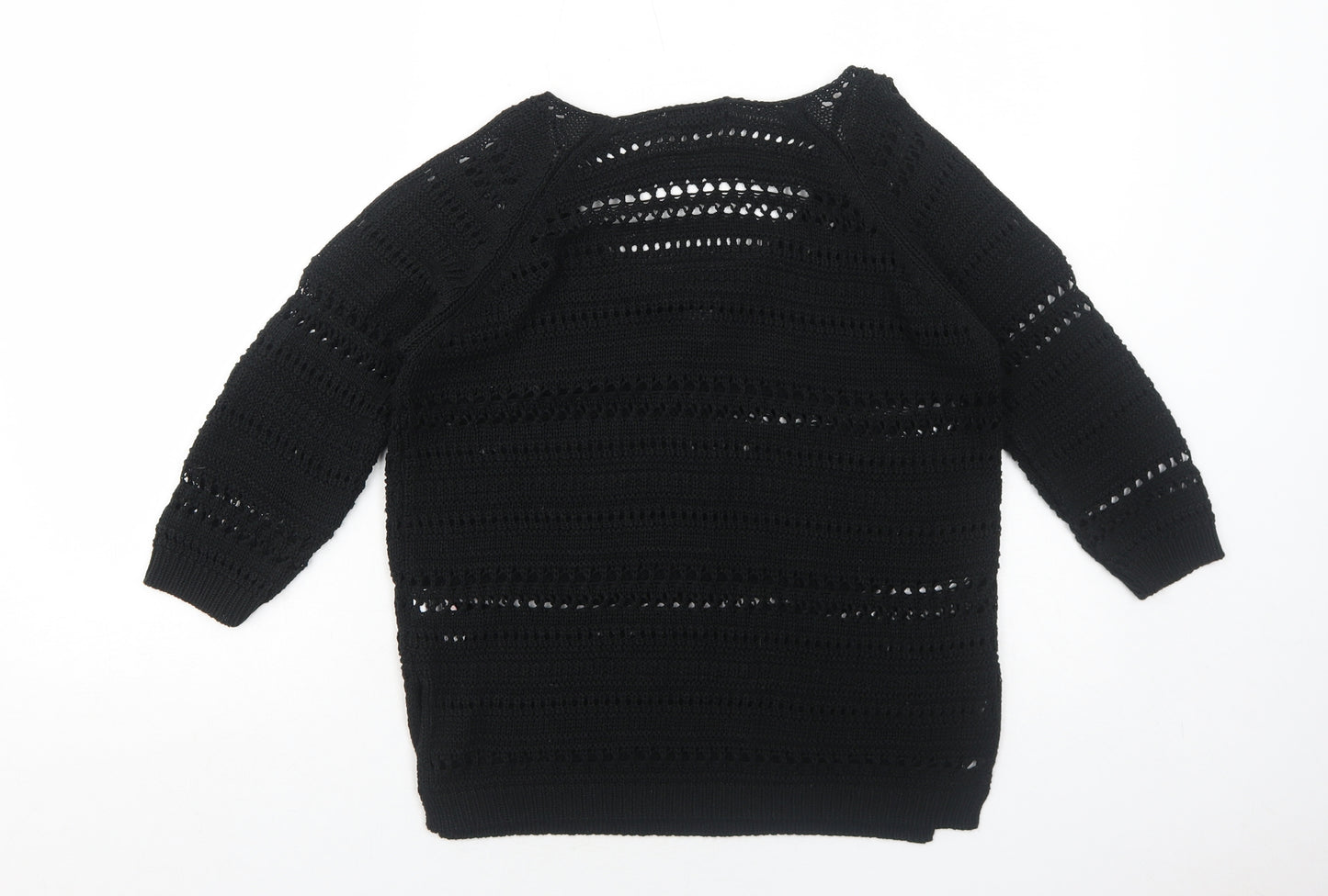 F&F Womens Black V-Neck Acrylic Pullover Jumper Size 10