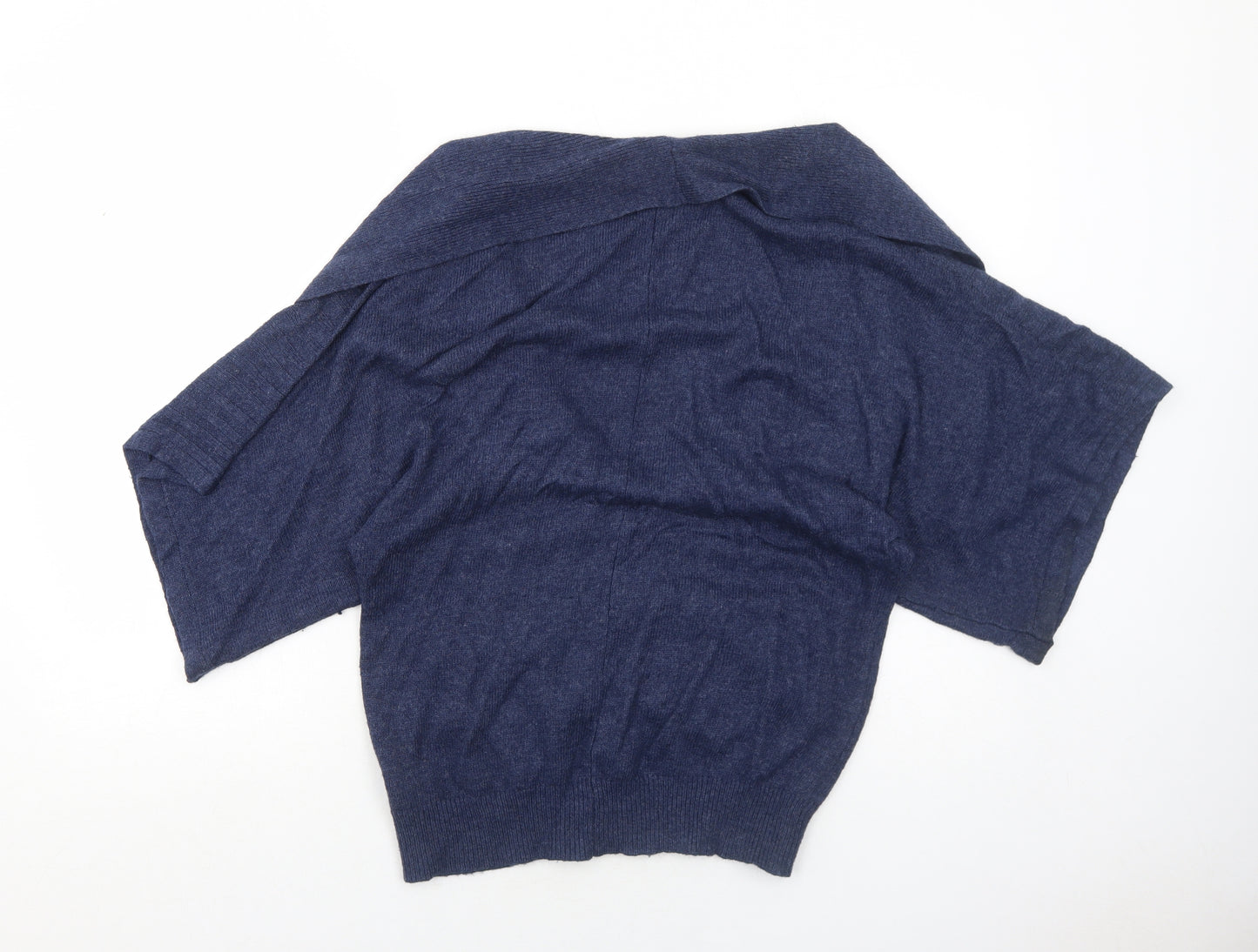 Preworn Womens Blue Collared Viscose Cardigan Jumper Size M