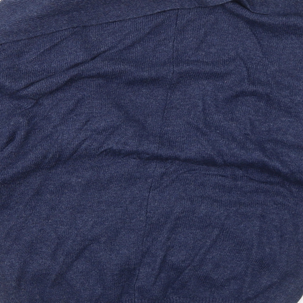 Preworn Womens Blue Collared Viscose Cardigan Jumper Size M