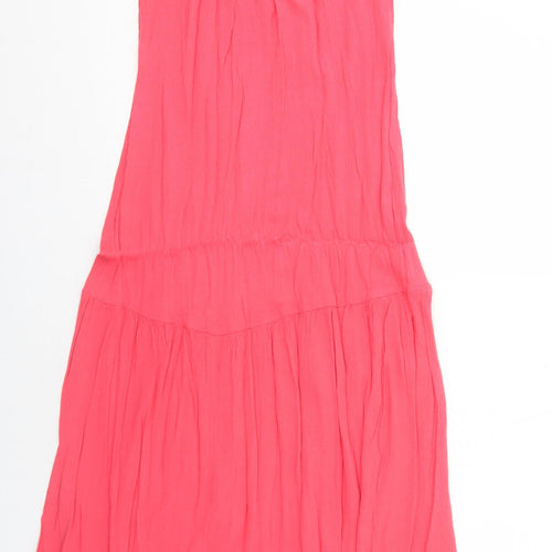Marks and Spencer Womens Pink Viscose Tank Dress Size 6 Round Neck Pullover