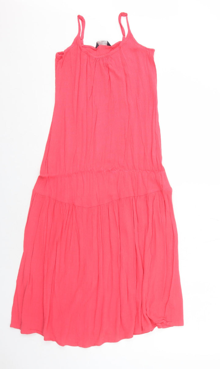 Marks and Spencer Womens Pink Viscose Tank Dress Size 6 Round Neck Pullover