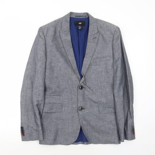 H&M Mens Blue Polyester Jacket Suit Jacket Size 36 Regular