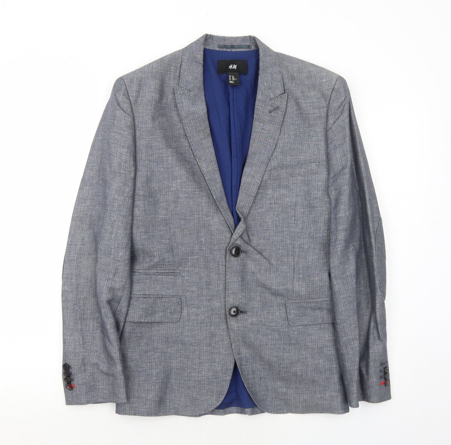 H&M Mens Blue Polyester Jacket Suit Jacket Size 36 Regular