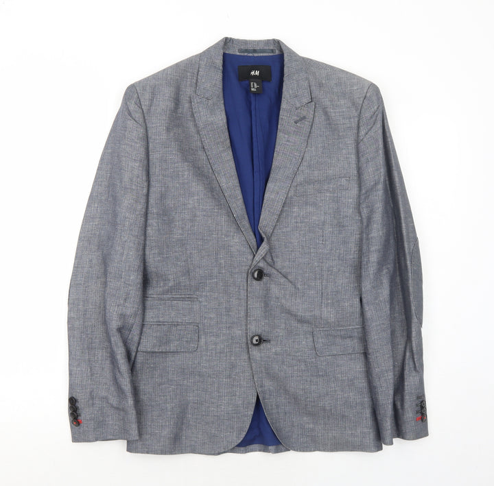 H&M Mens Blue Polyester Jacket Suit Jacket Size 36 Regular