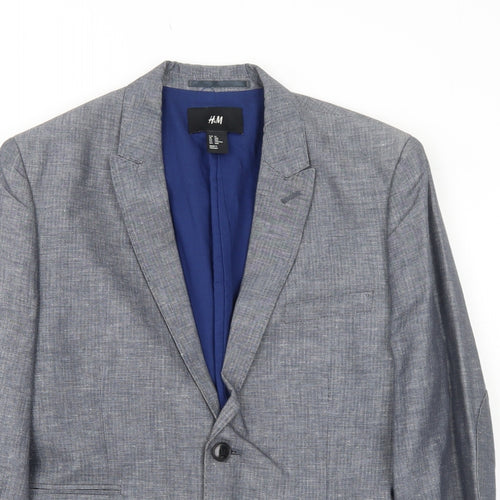 H&M Mens Blue Polyester Jacket Suit Jacket Size 36 Regular