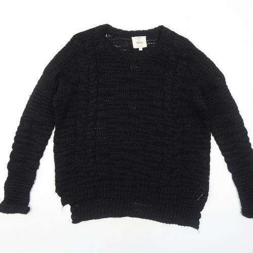 New Look Womens Black Boat Neck Acrylic Pullover Jumper Size 12