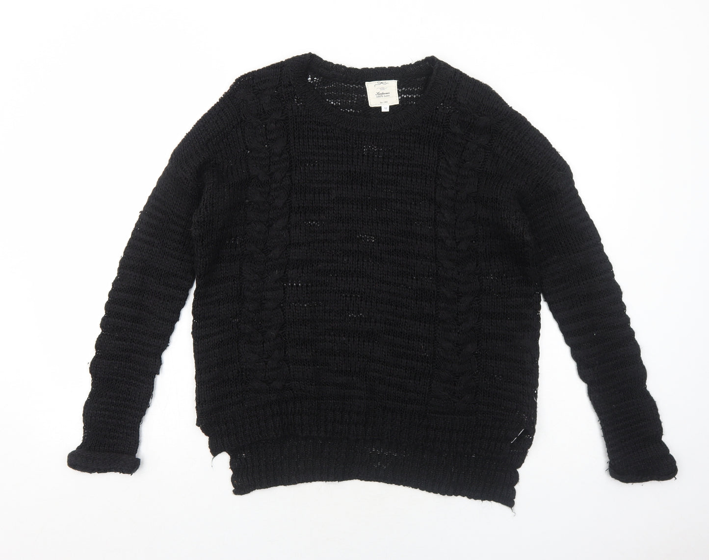 New Look Womens Black Boat Neck Acrylic Pullover Jumper Size 12