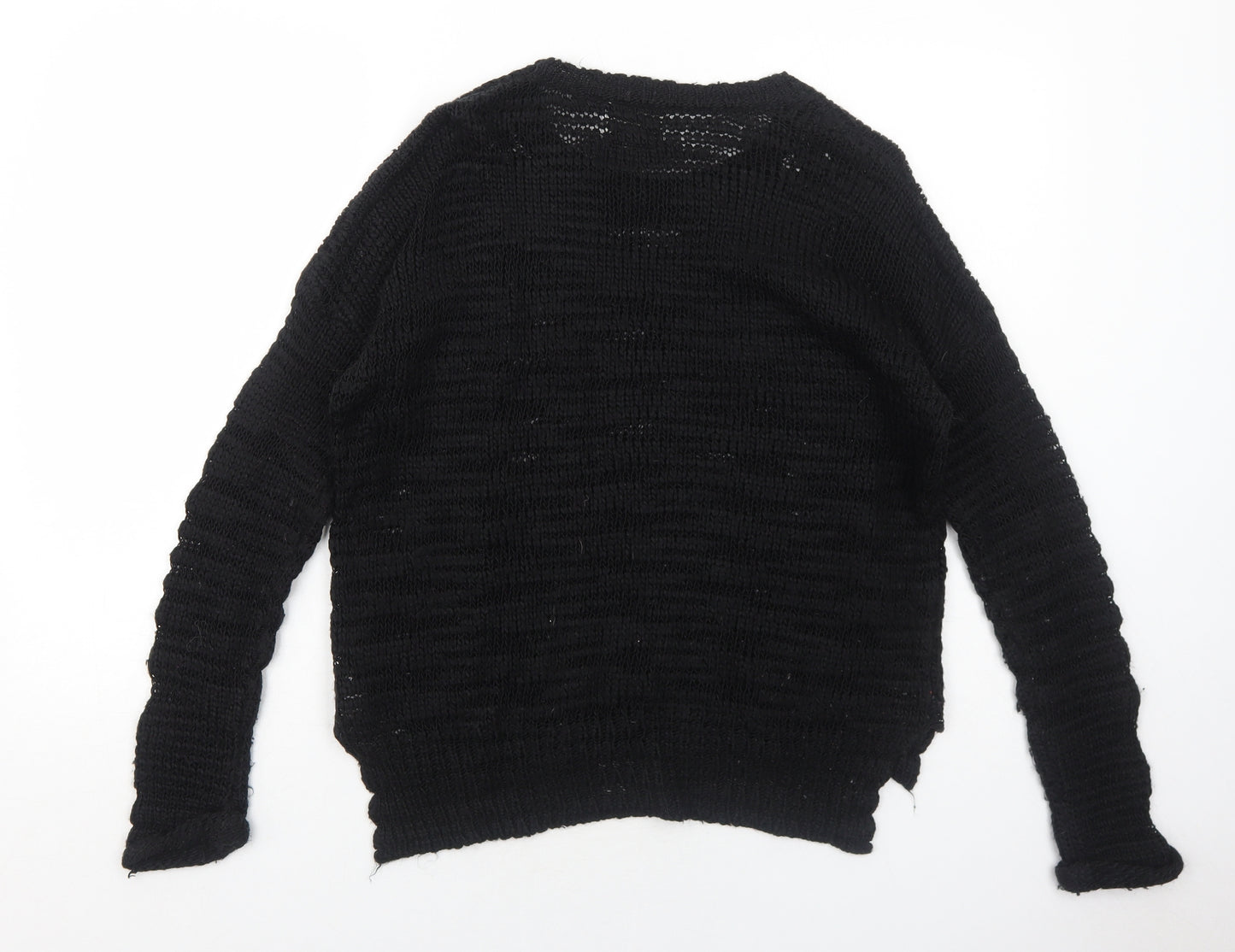 New Look Womens Black Boat Neck Acrylic Pullover Jumper Size 12