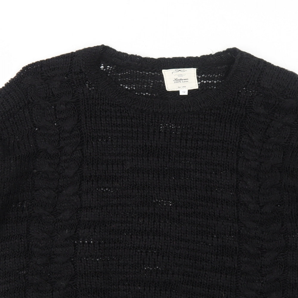 New Look Womens Black Boat Neck Acrylic Pullover Jumper Size 12