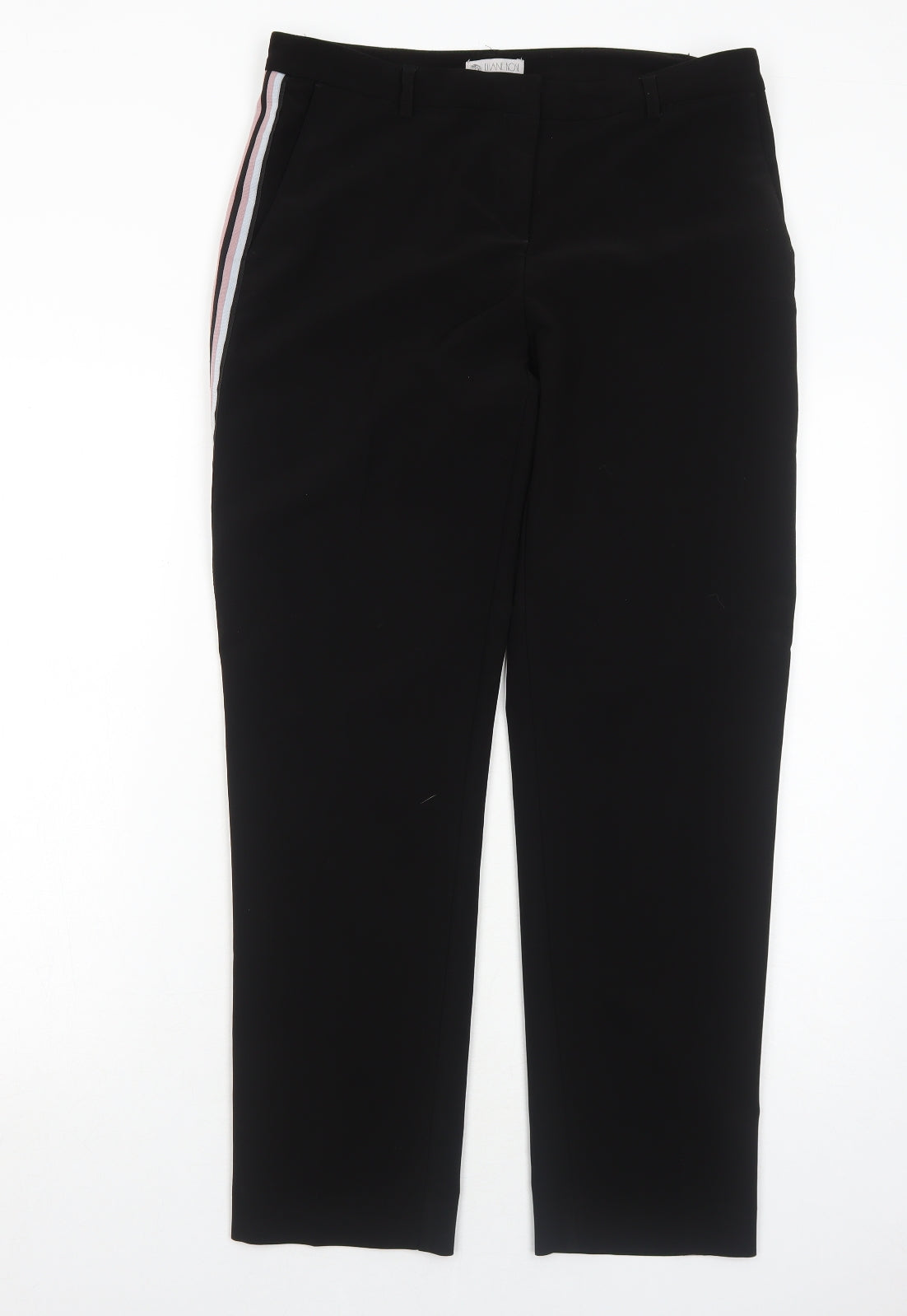 Eliane Rose Womens Black Polyester Trousers Size 12 Regular Zip - Side Stripe Detail