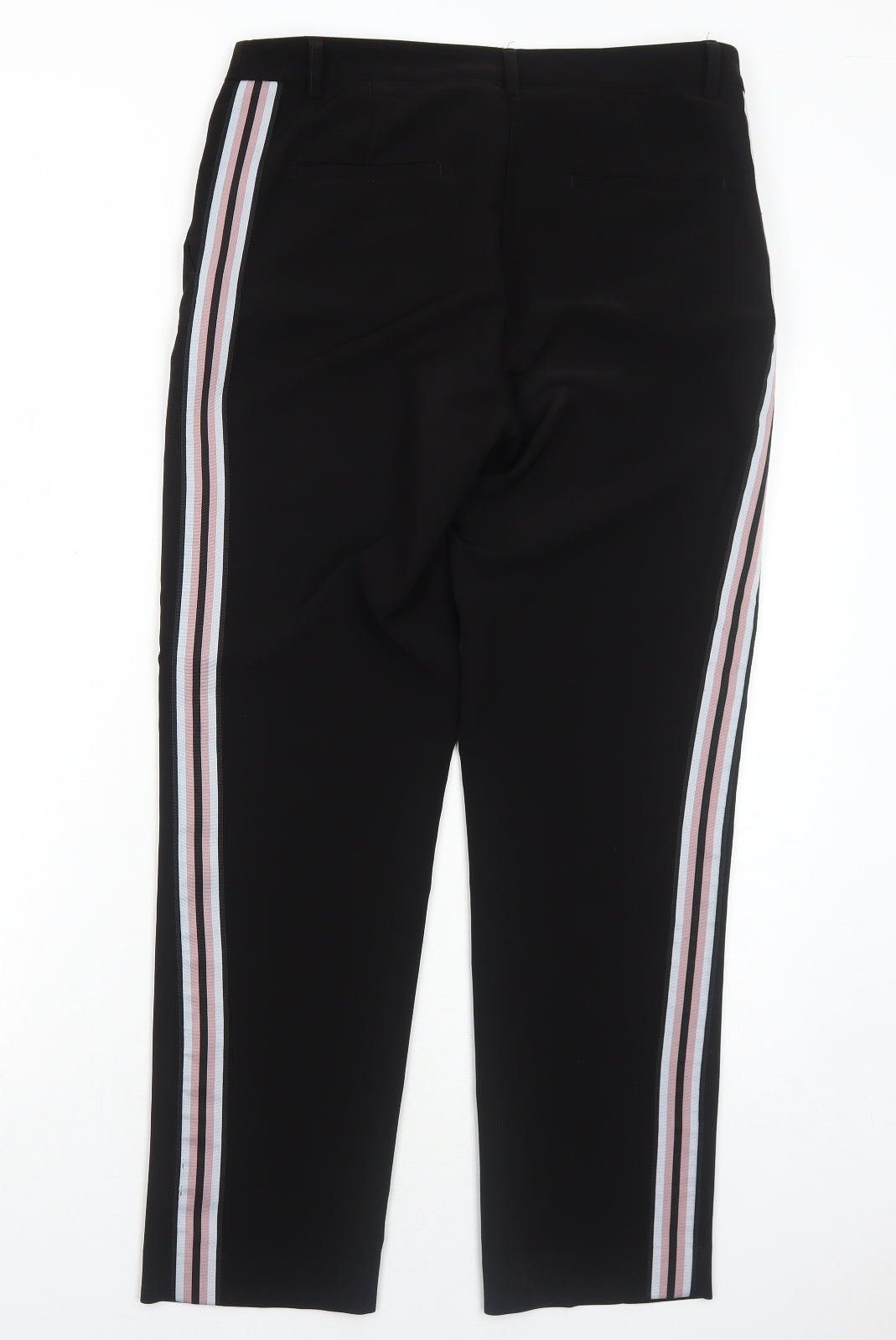 Eliane Rose Womens Black Polyester Trousers Size 12 Regular Zip - Side Stripe Detail