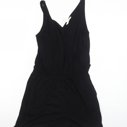 H&M Womens Black Viscose Playsuit One-Piece Size S Pullover - Wrap Front Detail