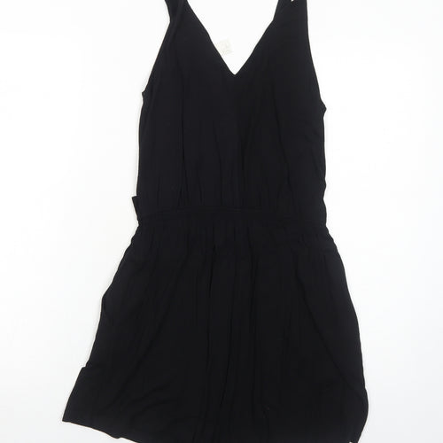 H&M Womens Black Viscose Playsuit One-Piece Size S Pullover - Wrap Front Detail