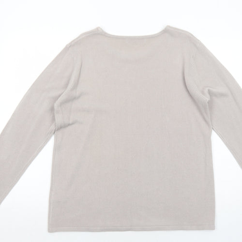 Cashmasoft Womens Beige Boat Neck Acrylic Pullover Jumper Size XL - Embellished Neckline