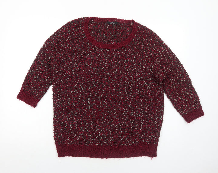 Bonmarché Womens Red Boat Neck Polyester Pullover Jumper Size L