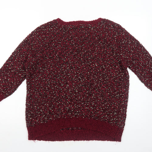 Bonmarché Womens Red Boat Neck Polyester Pullover Jumper Size L