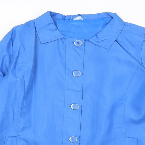 Anne De Lancay Womens Blue Pea Coat Coat Size 14 Button