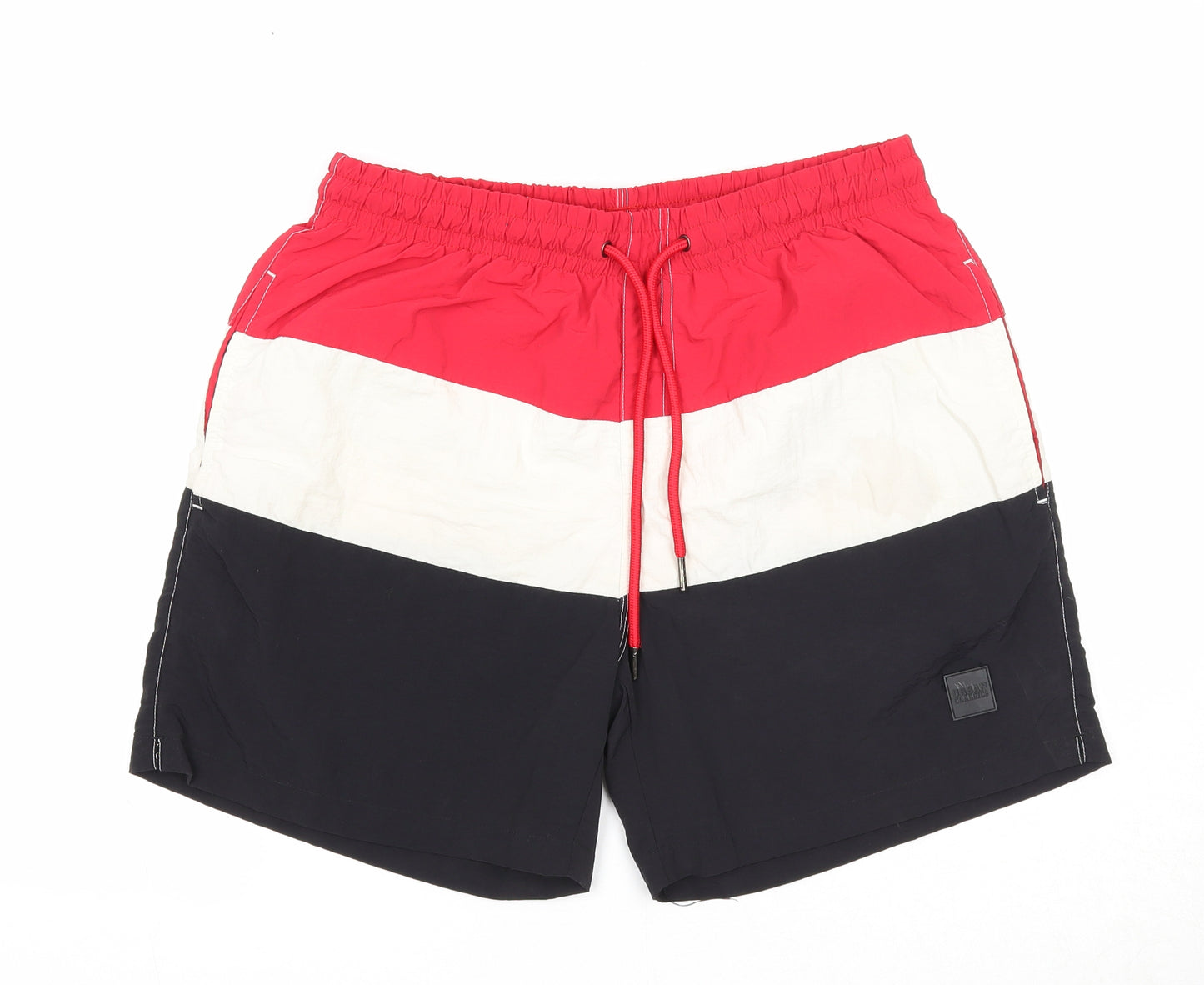 Urban Classics Mens Multicoloured Striped Polyester Bermuda Shorts Size M Regular Drawstring